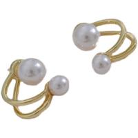 Plastic Pearl Zinc Alloy Earring, with Plastic Pearl, gold color plated, Korean style & for woman 