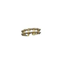 Палец кольцо-латунь, Латунь, Геометрический узор, плакирован золотом, регулируемый & Женский & отверстие, размер:6-8, продается PC