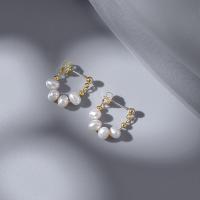 Kunststoff Perle Zink Legierung Ohrring, Zinklegierung, mit Kunststoff Perlen, goldfarben plattiert, Koreanischen Stil & für Frau, 15x18mm, verkauft von Paar