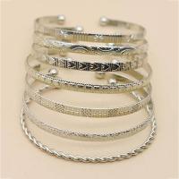 Zinc Alloy Cuff Bangle, plated, 7 pieces & for woman 60mm 
