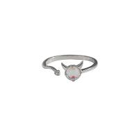 Sterling Silver Finger Ring, 925 Sterling Silver, platinum color plated, for woman & with rhinestone 
