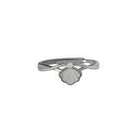 Sterling Silver Finger Ring, 925 Sterling Silver, with Shell, platinum color plated, Adjustable & for woman 