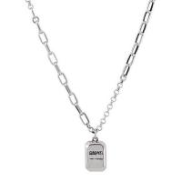 Sterling Silver Jewelry Necklace, 925 Sterling Silver, platinum color plated, with letter pattern & for woman Approx 17.32 Inch 