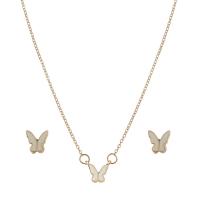 Enamel Zinc Alloy Jewelry Sets, Stud Earring & necklace, with 2.76inch extender chain, Butterfly, for woman Approx 17.91 Inch 