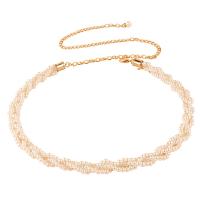 Zinc Alloy Waist Chain, with Plastic Pearl, for woman, golden, 15mm Approx 115 cm 