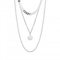 Titanium Steel Jewelry Necklace, multilayer & Unisex, silver color 
