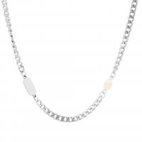 Titanium Steel Jewelry Necklace, with Freshwater Pearl, Unisex, silver color Approx 45 cm 