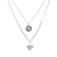 Titanium Steel Jewelry Necklace, Double Layer & Unisex, silver color 