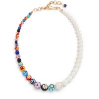 Lampwork Jewelry Necklace, with Freshwater Pearl, for woman, mixed colors 