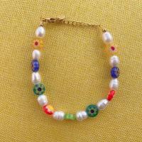 Lampwork Bracelets, with Freshwater Pearl, for woman, mixed colors Approx 19 cm 