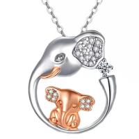 Rhinestone Zinc Alloy Necklace, Elephant, plated, for woman & with rhinestone, mixed colors cm 