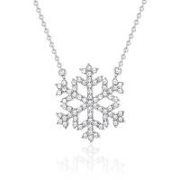 Cubic Zircon Micro Pave Brass Necklace, Snowflake, micro pave cubic zirconia & for woman cm 
