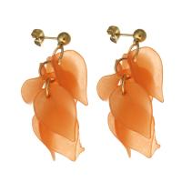 Stainless Steel Drop Earring, 316 Stainless Steel, with Plastic, Vacuum Plating, 6 pieces & fashion jewelry & for woman, orange, 50mm 