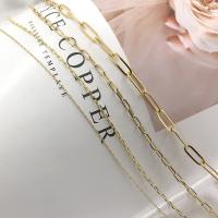 Chaine ovale en laiton, Plaqué d'or 14K, DIY & normes différentes pour le choix & chaîne ovale, Vendu par m