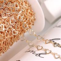 Brass Heart Chain, 14K gold plated, DIY 