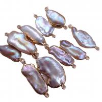 Perlas cultivadas de agua dulce Conector, con metal, chapado en color dorado, 1/1 aro, Púrpura, 20mm, Vendido por UD