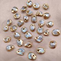 Perlas cultivadas de agua dulce Astillas decorativas uñas, con metal, chapado en color dorado, Bricolaje, Blanco, 7mm, Vendido por UD