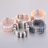 Zinc Alloy Pearl Bracelets, Freshwater Pearl, with Zinc Alloy, platinum color plated, Unisex 8-9mm Approx 7.48 Inch 