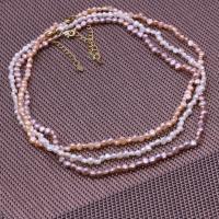 Freshwater Pearl Brass Necklace, with Brass, with 1.97Inch extender chain, gold color plated & for woman Approx 14.17 Inch 