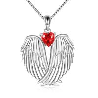 Rhinestone Brass Necklace, with Rhinestone, Winged Heart, platinum color plated, for woman & faceted Approx 20.47 Inch 
