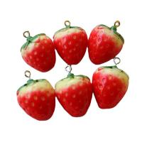 Imitation de fruits Pendentif Résine, fraise, effet 3D & unisexe, plus de couleurs à choisir Environ Vendu par sac