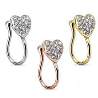 Stainless Steel Nose Piercing Jewelry, 304 Stainless Steel, Vacuum Plating, with rhinestone 