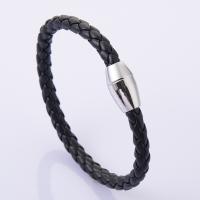 PU Leather Bracelet, with Zinc Alloy, plated, with magnetic & for man & enamel .27 Inch 