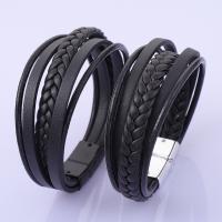 PU Leather Bracelet, with Zinc Alloy, plated, with magnetic & for man .27 Inch 