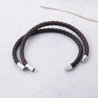 PU Leather Bracelet, with Zinc Alloy, silver color plated, with magnetic & for man .66 Inch 