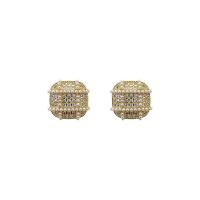 Zinc Alloy Rhinestone Stud Earring, Square, gold color plated, Korean style & for woman & with rhinestone, 18mm 