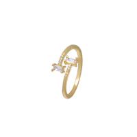 Cubic Zirconia Micro Pave Brass Finger Ring, gold color plated & micro pave cubic zirconia & for woman, US Ring 