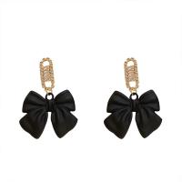 Zinc Alloy Rhinestone Drop Earring, Bowknot, gold color plated, for woman & with rhinestone 