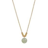 Natural Jade Necklace, 925 Sterling Silver, with Hetian Jade, gold color plated, for woman Approx 15.74 Inch 