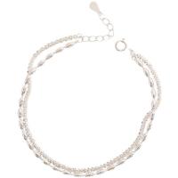Sterling Silver Chain Bracelet, 925 Sterling Silver, with 0.96 inch extender chain, platinum color plated, for woman Approx 5.7 Inch 