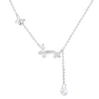 純銀製の宝石類のネックレス, 925スターリングシルバー, プラチナカラーメッキ, 女性用 & ライン石のある, 長さ:約 17.91 インチ, 売り手 パソコン