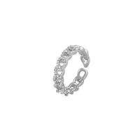 Cubic Zirconia Micro Pave Brass Finger Ring, platinum color plated, Adjustable & micro pave cubic zirconia & for woman 