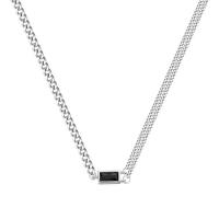Cubic Zirconia Micro Pave Sterling Silver Necklace, 925 Sterling Silver, platinum color plated, micro pave cubic zirconia & for woman Approx 15.55 Inch 