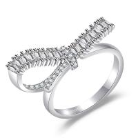 Cubic Zirconia Micro Pave Brass Finger Ring, plated, micro pave cubic zirconia & for woman, silver color 
