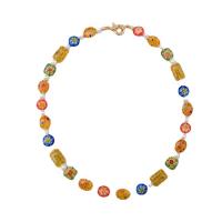 Collar de la joyería de cristal de Murano, con Partículas de acero & Perlas cultivadas de agua dulce, para mujer, color mixto, 30x18mm, longitud:43 cm, Vendido por UD