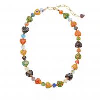Collar de la joyería de cristal de Murano, con Partículas de acero, para mujer, color mixto, longitud:46 cm, Vendido por UD