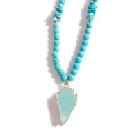 Бирюзовый Ожерелье из цинкового сплава , цинковый сплав, с бирюза, Женский, зеленый, длина:Приблизительно 50 см, продается PC