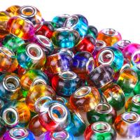 Resin European Large Hole Beads, with Zinc Alloy, stoving varnish, DIY, mixed colors 