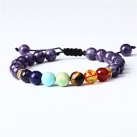 Gemstone Bracelets, Natural Stone, with Polyester Cord, Unisex 8mm Approx 19 cm 