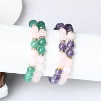 Gemstone Bracelets, Natural Stone, with Zinc Alloy, for woman & with rhinestone 8mm Approx 19 cm 