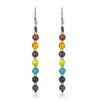 Gemstone Drop Earring, with 304 Stainless Steel, for woman, mixed colors 