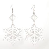 Resin Zinc Alloy Earring, with Resin, Snowflake, Christmas jewelry & for woman, white 