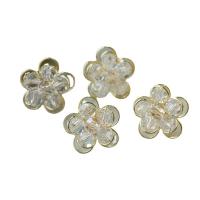 Crystal Jewelry Earring, Zinc Alloy, with Crystal, Flower, for woman, golden Approx 