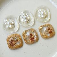 Resin Hair Accessories DIY Findings, with Dried Flower & Gold Foil & Rhinestone & Plastic Pearl Approx 