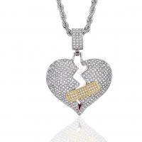 Rhinestone Zinc Alloy Necklace, Heart, plated, Unisex & with rhinestone Approx 23.6 Inch 