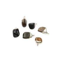 Gemstone Brass Pendants, Natural Stone, with Brass, irregular, plated, Unisex, mixed colors, 15-25mm 